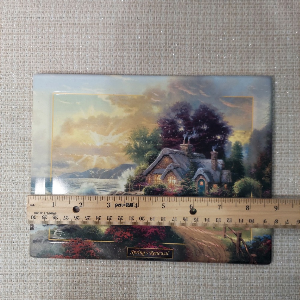 Thomas Kinkade Seasons of Reflection Bradford Exchange Ceramic Plate Set of 4 - Picture 12 of 12